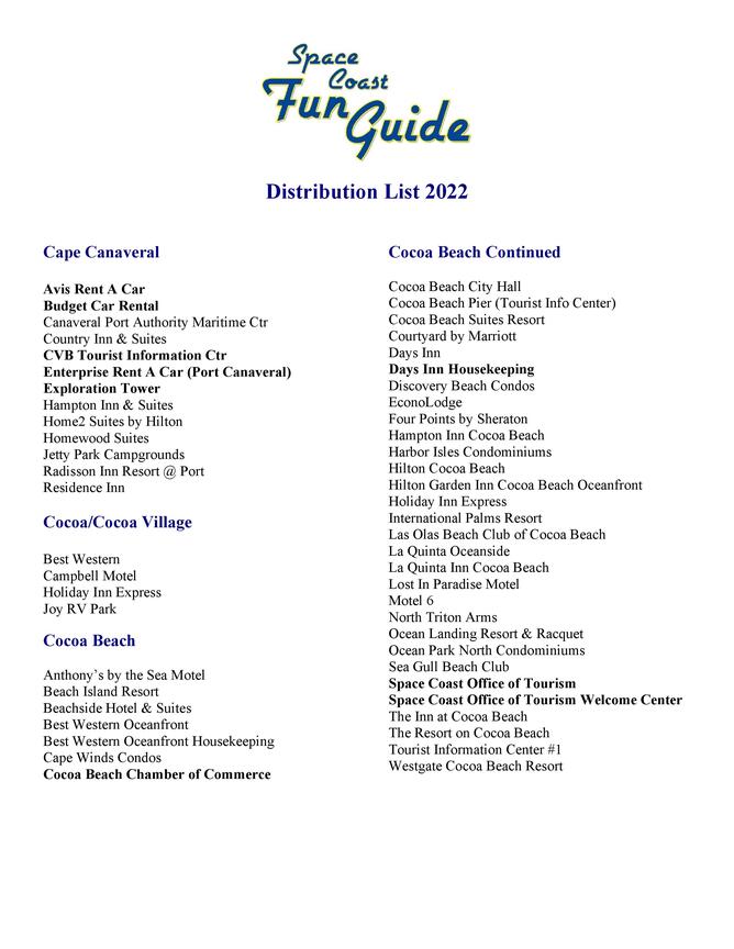 Space Coast Fun Guide Distribution